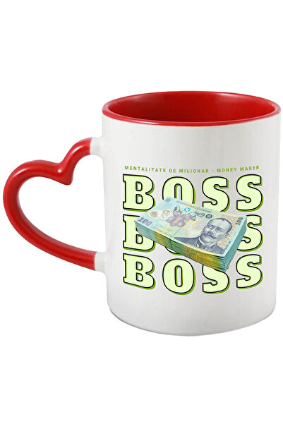 StoryGift Romania Cana _Boss_ - 100 Lei Romanesti, 330ml, Ceramica cu Maner I...