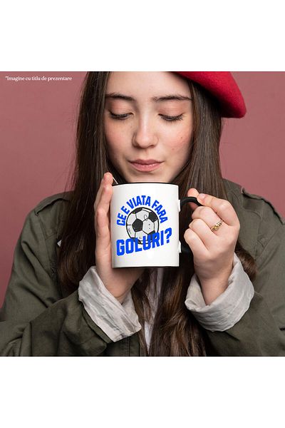 StoryGift Romania Mug with Football Ball Sport Match Game In Team text What Life Without Goals Strong, With, STG.