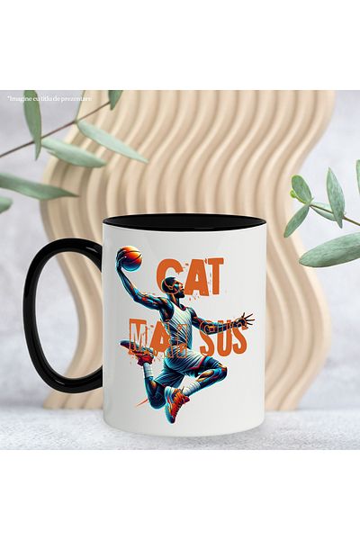 StoryGift Romania Mug Man jumping in the air with basketball, motivational message UP, 330ml, C, Cu, STG.