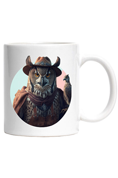 StoryGift Romania Cana Cu Bufnita Cowboy, Palarie, America, Vestul Salbatic, ...