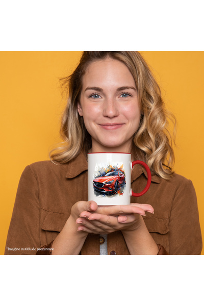 StoryGift Romania Car Mug, Brand, Mazda, Wheels, Paint Splashes, Multicolor 330 ml, Ceramic, With ,STG.
