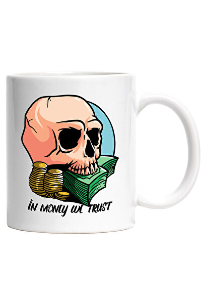 StoryGift Romania Cana Cu Mesaj In Engleza In Money We Trust, Craniu, Bani, M...
