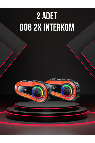 leeways 2 ADET Q08 2X 1000m Telsiz Mesafeli Özellikli 2 Kişi Bağlantılı Bluetooth Kask Kulaklık Ekranlı Fene