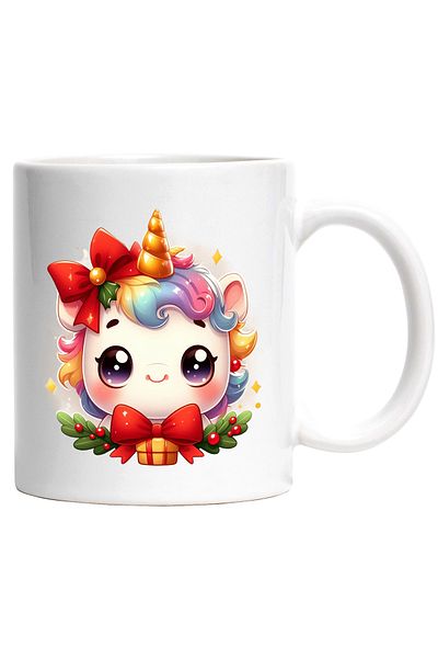 StoryGift Romania Cana cu un unicorn fericit | ilustratie | cadou | vasc | veselie | 330ml | Ceram, Cu Maner Alb
