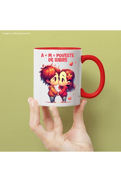 StoryGift Romania Mug with Couple Children in Love Text A+M= Love Story, Valentine's Day, C, With, STG