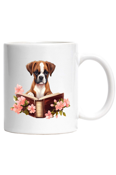 StoryGift Romania Cana cu un catelus serios care tine o carte deschisa | ilus...