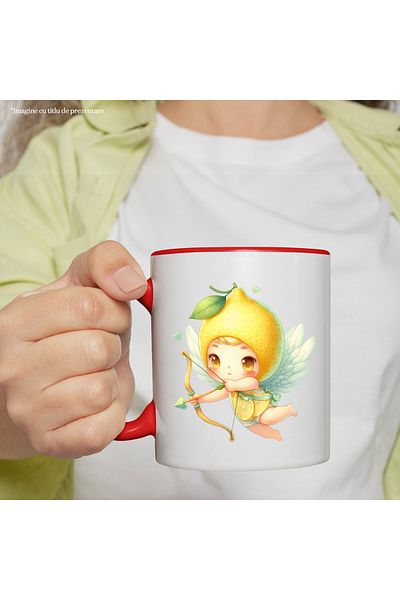 StoryGift Romania Mug with a lemon-headed baby | illustration | wings | flying | archery, With ,STG