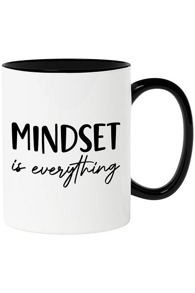 StoryGift Romania Cana cu mesaj motivational "Mindset is everything" - modul de gandire este totul, Cu Maner Negru