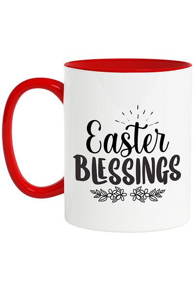 StoryGift Romania Cana cu textul "Easter blessings" - binecuvantari de Paste cu Maner Rosu, Cu Maner Rosu