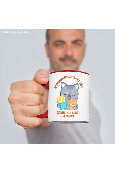 StoryGift Romania Cana Pisica Haioasa Ce Iubeste Fast Food, Iubitorii De Pisici Si Motani, 330ml, , Cu ,stg