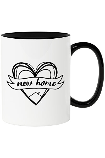 StoryGift Romania Cana Cu Text Casa Noua, Inimioara, Locuinta, Mutat, Vecini,Ceramica, 330ml, cu M, Cu Maner Negru