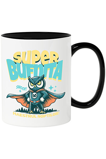 StoryGift Romania Cana Super bufnita- Maestrul noptilor, 330ml, Ceramica cu M...