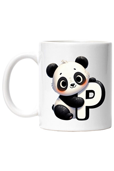 StoryGift Romania Cana cu ursulet panda cu litera "P", ilustratie, pentru cop...