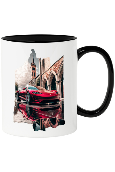 StoryGift Romania Cana Cu Masina Rosie, Noua, Viteza, Curse, Ferrari,Ceramica...