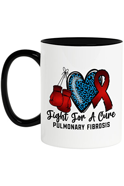 StoryGift Romania Cana cu mesajul "Fight for a cure, pulmonary fibrosis", ilustratie, constientiza, Cu Maner Negru