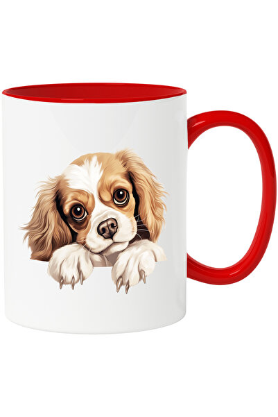 StoryGift Romania Cana cu un catelus care pare cam lipsit de energie | ilustratie | fara vlaga | d, Cu Maner Rosu