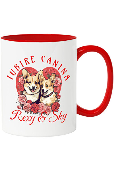 StoryGift Romania Cana cu Portret Cuplu Valentine's Day Caini Cu Flori tranda...