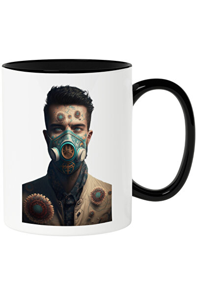 StoryGift Romania Cana cu Portret Barbat Robot, Masca de Gaz, Arta Moderna, V...