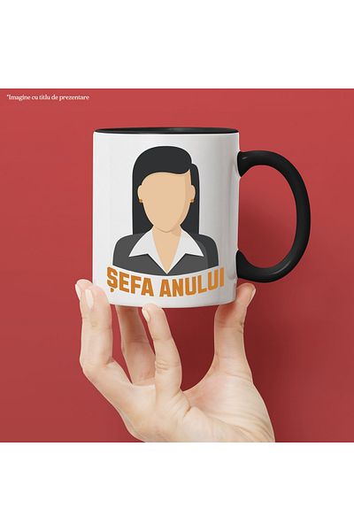 StoryGift Romania Boss of the Year Mug, Woman in Suit, Leader, Work, 330ml, Ceramic with Black Handle, With ,STG