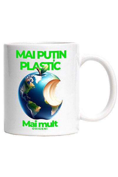StoryGift Romania Cana mai putin plastic mai mult oxigen poluare, 330ml, Cera...