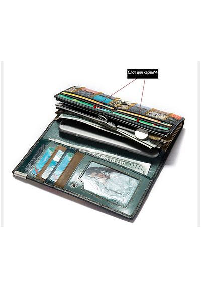 OEM Delis women's wallet, Candence PT1154, natural leather, multicolor pattern, 19 x 3 x 10 cm
