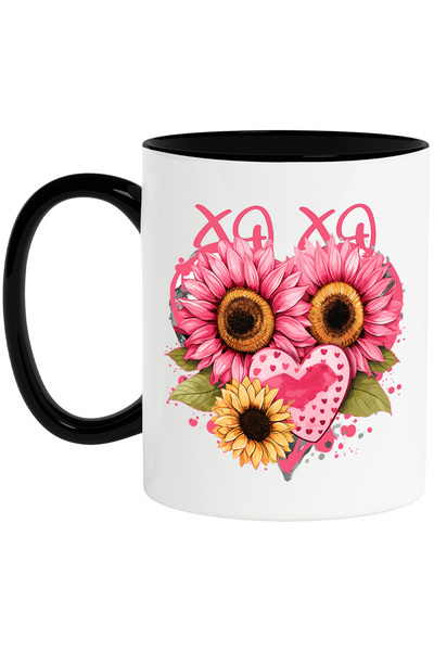 StoryGift Romania Cana cu o inima facuta din flori de floarea-soarelui, ilust...