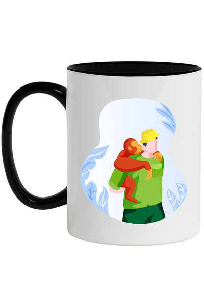 StoryGift Romania Cana Cu Maimuta, Ingrijitor, Frunze, Multicolor 330 ml, Cer...