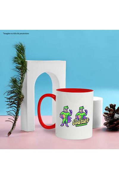 StoryGift Romania Mug With Message In English Courier Superhero, Delivery Man, Hero, Cape, Multicolor 330, With ,STG