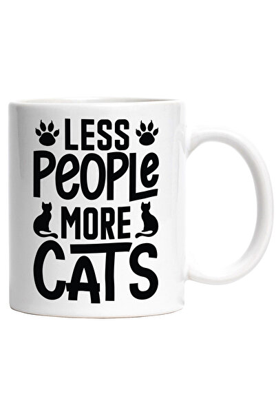 StoryGift Romania Cana cu textul in engleza "Less people, more cats" - mai pu...