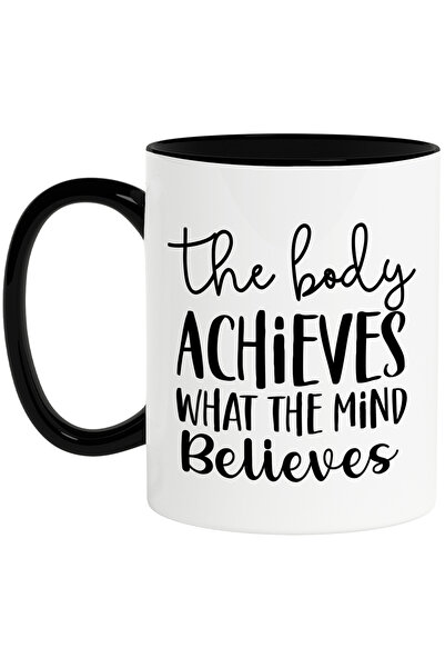 StoryGift Romania Cana cu text motivational "The body achieves what the mind ...