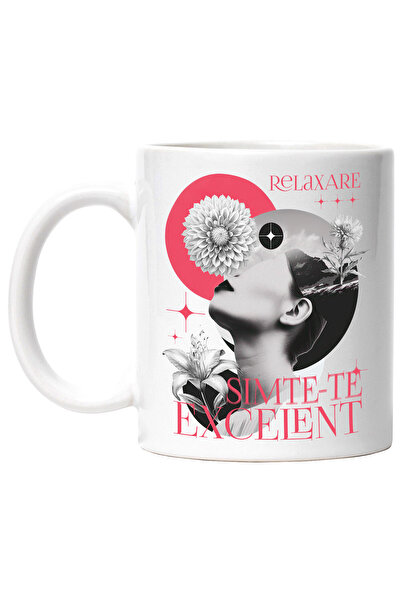 StoryGift Romania Cana cu Chip Feminin Flori Diverse Text Relaxare Simte-te E...