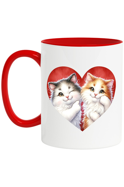 StoryGift Romania Cana cu o inimioara in care apar 2 pisicute prietene | ilus...