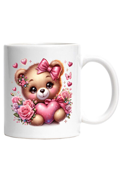 StoryGift Romania Cana cu o ursoaica fericita | ilustratie | trandafiri | flo...