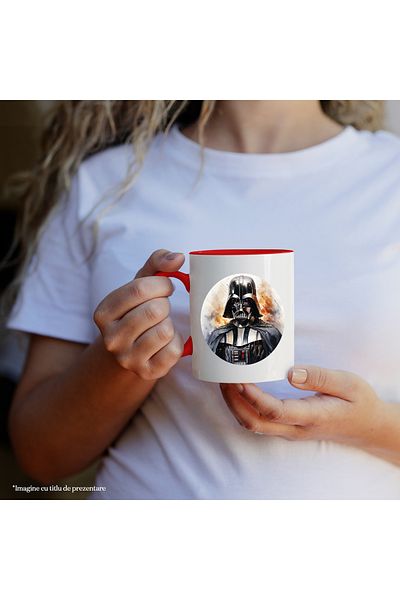 StoryGift Romania Cana Cu Darth Vader, Razboiul Stelelor, Star Wars, Cerc, Casca, SF, Multicolor 3, Cu Maner Rosu