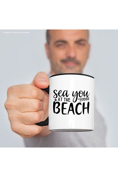 StoryGift Romania Mug with the message in English "See you at the beach" - see you on the beach in the summer vacation, With ,STG.
