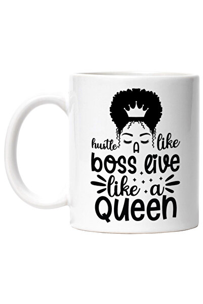 StoryGift Romania Cana cu mesajul "Hustle like a boss, live like a queen" - t...