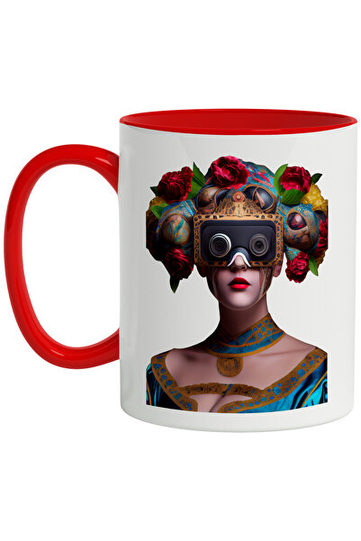 StoryGift Romania Cana Cu Portret, Abstract, Rochie, Ochelari, Flori, Ruj, Mu...