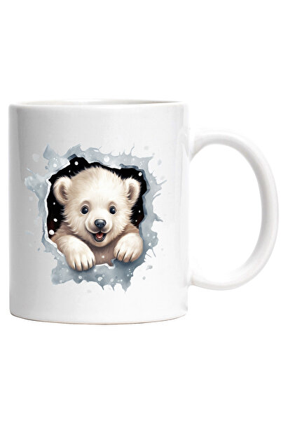 StoryGift Romania Cana cu un ursulet polar care scoate capul printr-o gaura i...