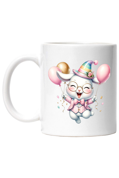 StoryGift Romania Cana cu un iepuras vesel care tine niste baloane | ilustrat...