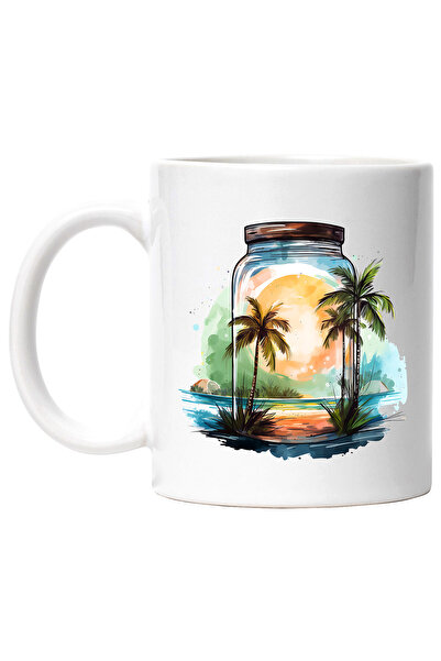 StoryGift Romania Cana cu un borcan, ilustratie, plaja, insula, apa, mare, vacanta, relaxare, lini, Cu ,STG