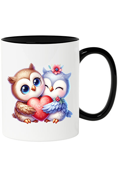 StoryGift Romania Cana cu 2 bufnite care se imbratiseaza si tin o inima | ilu...