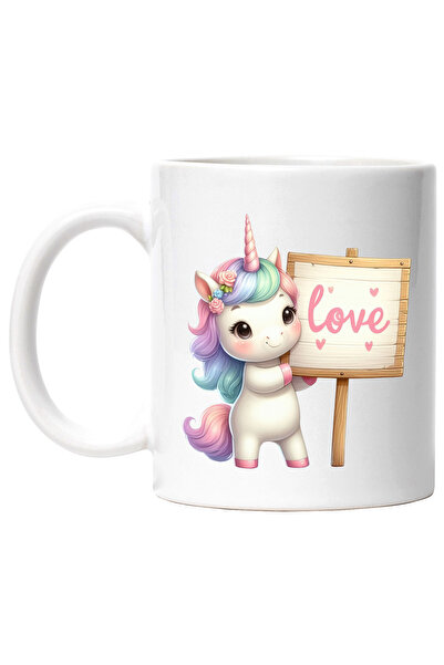 StoryGift Romania Cana cu un unicorn vesel, ilustratie, mesajul "Love", iubir...