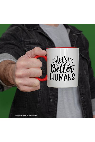 StoryGift Romania Mug for those who want to be better people with Red Handle, Cu Man, STG.