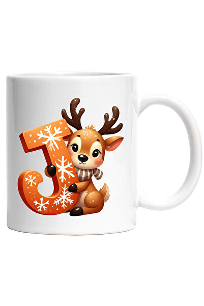 StoryGift Romania Cana cu un ren care tine litera "J" | ilustratie | fericire...