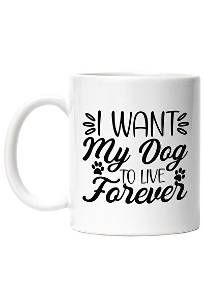 StoryGift Romania Cana cu labute si mesajul "Vreau ca acest caine al meu sa traiasca pentru totdea, Cu Maner Alb