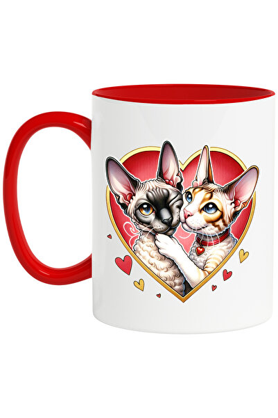 StoryGift Romania Cana cu 2 pisici Sfinx | ilustratie | inimioare | zgarda | ...