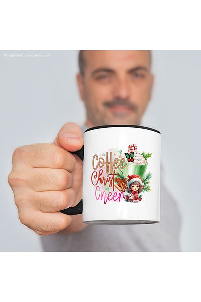 StoryGift Romania Mug with a cute little girl with the message "Coffee Christmas Cheer", Merry Christmas,, With ,STG