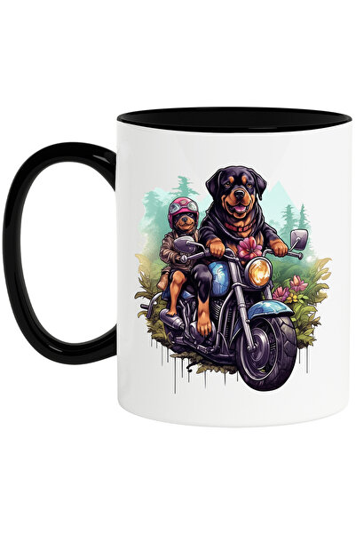 StoryGift Romania Cana cu 2 caini Rotweiller care se plimba cu motocicleta pr...
