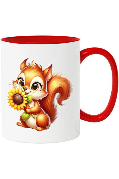 StoryGift Romania Cana cu o veverita vesela care tine o floare | ilustratie |...