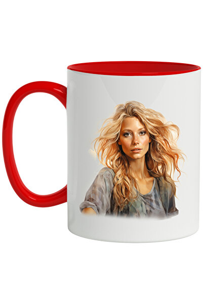 StoryGift Romania Cana Cu Gwyneth Paltrow, Actrita, Hollywood, Filme, Multicolor 330 ml, Ceramica , Cu Maner Rosu